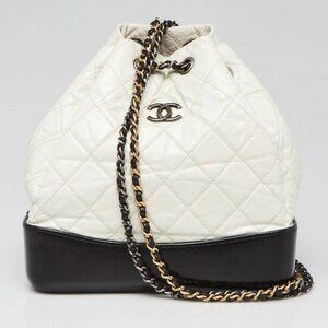 Chanel Black/White Quilted Leather Small Gabrielle Backpack Bag